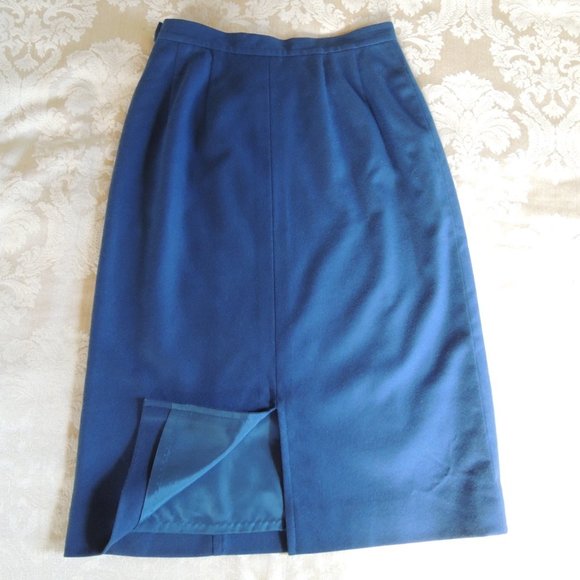 Pendleton Vintage Blue 100% Wool Lined Pencil Skirt 8 - Picture 4 of 7